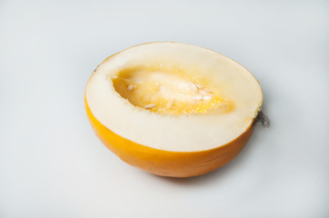 Composition on white background with melon