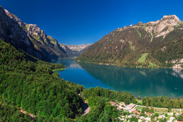 Naklejka na ściany i meble Klontalersee lake in canton Glarus, Switzerland, Europe.