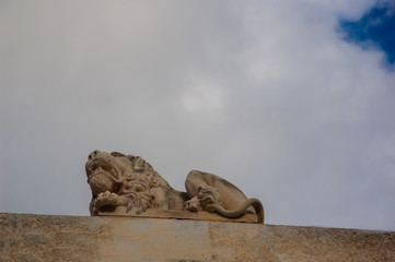 Lion sculpture in a European park