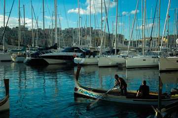 Valetta picturesque harbor at sunset