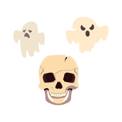 skulls happy halloween celebration design