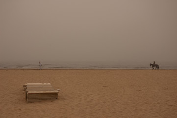 Naklejka premium Lonely sunset beach in Rimini
