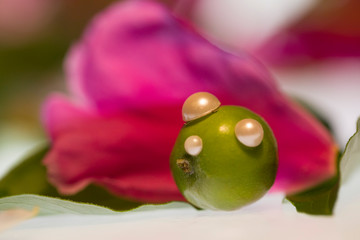 Little green apple decorated with beads 