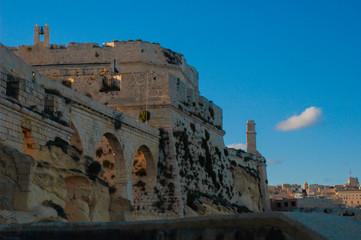 Valetta picturesque harbor at sunset