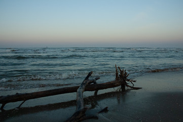 Lonely sunset beach in Rimini