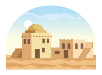 oriental antique aged buildings cartoon