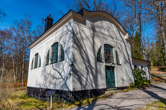 White house which used to serve as a studio to Swedish paintor Evert Lundquist