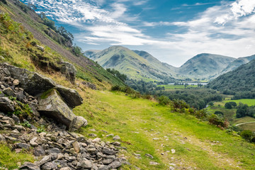 Hikking between Brotherswater and Angle Tarn near Patterdale in the English Lake District