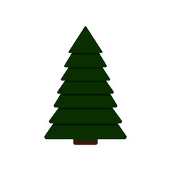 Vector illustration of christmas fir tree isolated on white background. New Year festive object. Christmas eve flat icon. Gift, greeting card print template.
