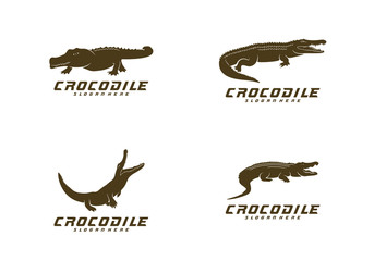 Set of Crocodile Logo Vector. Alligator emblem template Illustration