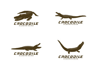 Set of Crocodile Logo Vector. Alligator emblem template Illustration