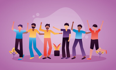 celebrating happy young people design