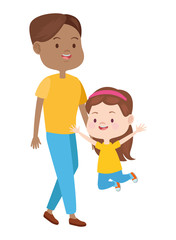 Family single mother with children cartoon