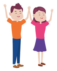 Teenagers friends smiling and greeting cartoons