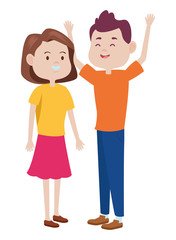 Teenagers friends smiling and greeting cartoons