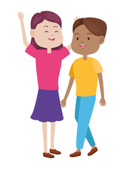 Teenagers friends smiling and greeting cartoons