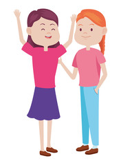 Fototapeta premium Teenagers friends smiling and greeting cartoons
