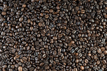 Background of toasted coffee beans. aroma coffee