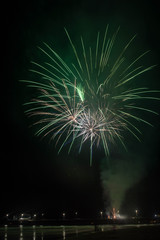 Fireworks explode over Newport Pier in Newport Beach, CA