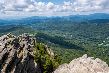 Fototapeta na wymiar The view from Grandfather Mountain in Western North Carolina near Boone, Linville, and Blowing Rock
