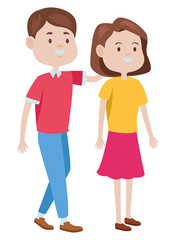 Teenagers friends smiling and greeting cartoons