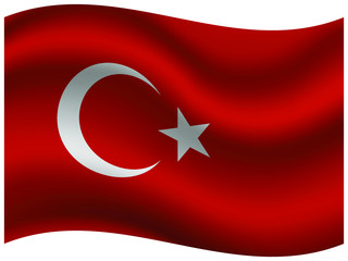 Turkey Beautiful national flag with waving effects. original colors and proportion. Amazing design vector illustration for web,logo, icon and background.from  countries flag set.