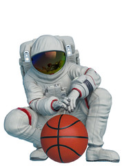 astronaut with the basketball ball