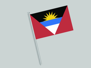 Antigua and Barbuda Flagpole of Beautiful national flag. original colors and proportion. Amazing design vector gparphic illustration for web,logo, icon and background. from countries flag set.
