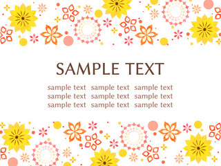 黄色とオレンジ色の花柄のフレーム