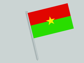 Burkina Faso  Flagpole of Beautiful national flag. original colors and proportion. Amazing design vector gparphic illustration for web,logo, icon and background. from countries flag set.
