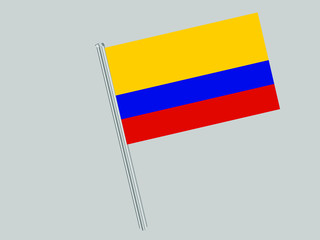 Colombia Flagpole of Beautiful national flag. original colors and proportion. Amazing design vector gparphic illustration for web,logo, icon and background. from countries flag set.