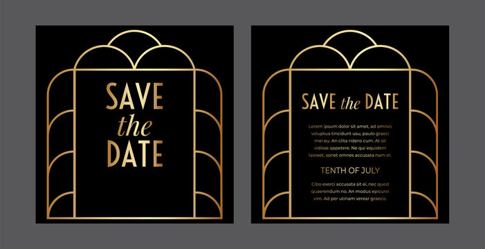 Art Deco Save the Date Wedding Border Invitation Design