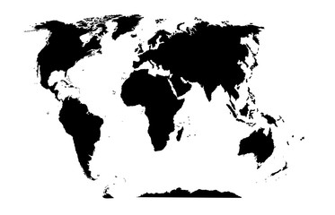 World map black silhouette on a white background. Vector graphics.