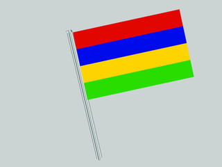 Mauritius Flagpole of Beautiful national flag. original colors and proportion. Amazing design vector gparphic illustration for web,logo, icon and background. from countries flag set.