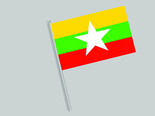 Myanmar Flagpole of Beautiful national flag. original colors and proportion. Amazing design vector gparphic illustration for web,logo, icon and background. from countries flag set.