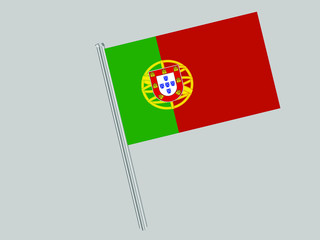 Portugal Flagpole of Beautiful national flag. original colors and proportion. Amazing design vector gparphic illustration for web,logo, icon and background. from countries flag set.