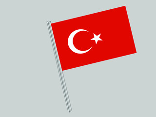 Turkey Flagpole of Beautiful national flag. original colors and proportion. Amazing design vector gparphic illustration for web,logo, icon and background. from countries flag set.