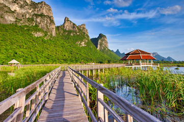 Beautiful sky at Lotus pond, Sam Roi Yot, Prachuap Khiri Khan, Thailand
