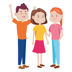 Obraz premium Teenagers friends smiling and greeting cartoons
