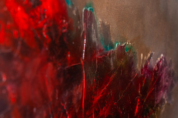 red texture detail of an oil paiting