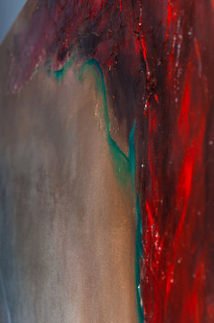 Red Texture Detail Of An Oil Paiting