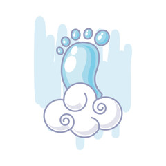 cute baby footprint with cloud nature