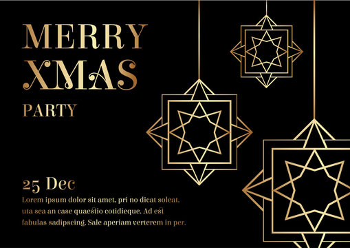 Elegant Art Deco Merry Christmas Or Xmas Invitation Design