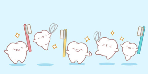 cute cartoon tooth playing