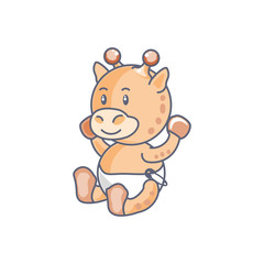 cute giraffe baby animal isolated icon