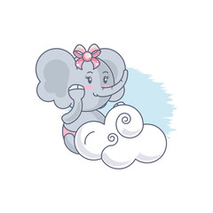 Obraz na płótnie Canvas cute female elephant baby animal and cloud