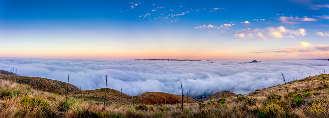 Panoramic Valley, Cloudy, Fog, Peaks, sea of Clouds