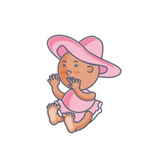 cute baby girl with hat avatar character