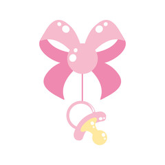 cute bow ribbon with pacifier baby hanging