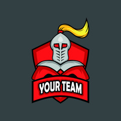 knight mascot logo. knight with shield mascot logo